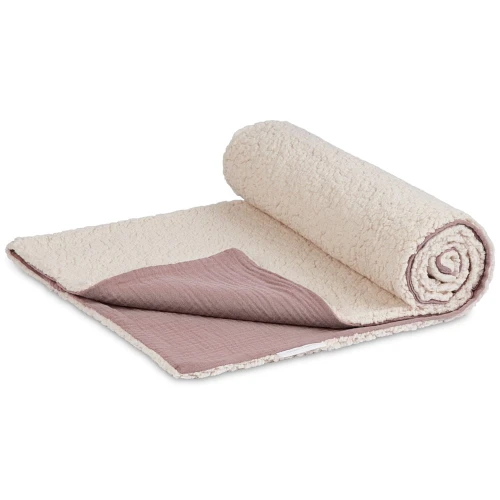 Dwustronny muślinowy pled Ciemny róż Mauve