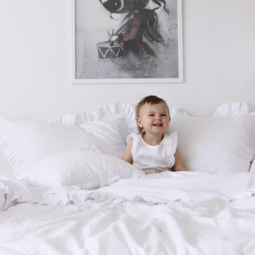 Bedclothes SG 140x200 with ruffles Adult two pillowcases included White