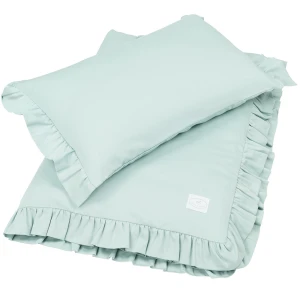 Pościel Junior bez wypełnienia z falbanką - seledynowa