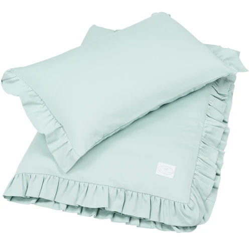 Pościel Junior bez wypełnienia z falbanką - seledynowa