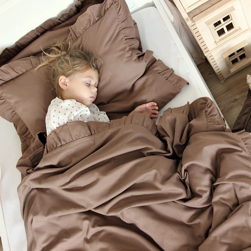 Bed linen SG non filled Junior with ruffles Chocolate