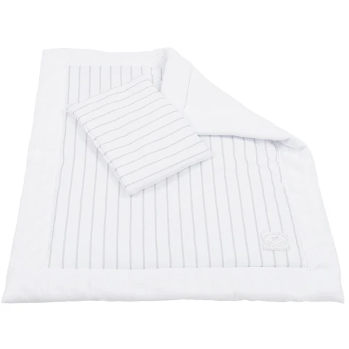 Stripes velvet blanket newborn with pillow Grey + white
