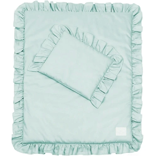 Pościel SG z wypełnieniem Noworodkowa Falbanka - Seledynowa