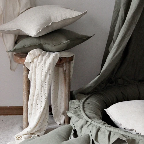 Linen star pillow PN Olive