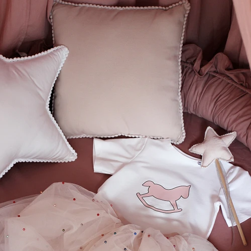 Square Boho pillow with bubbles Powder pink