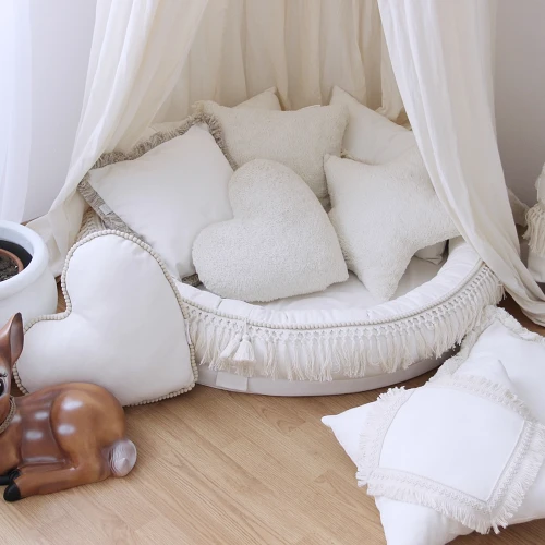 Boho border pillow Vanilla + beige