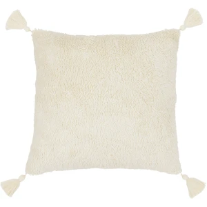 Boho Sheepskin fringe square pillow Vanilla