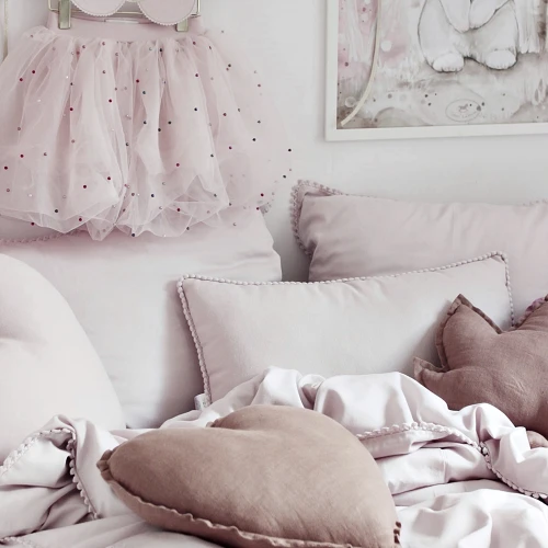 Boho rectangular bubble pillow Powder pink