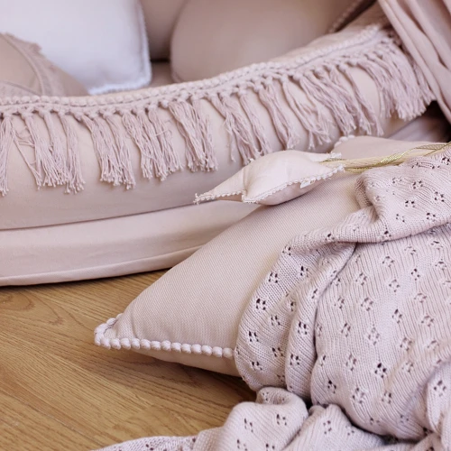 Boho rectangular bubble pillow Powder pink