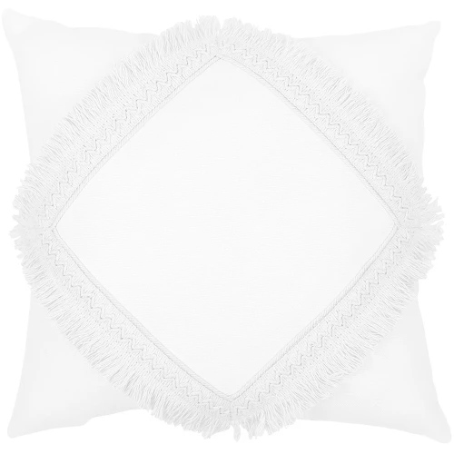 Kwadratowa poduszka boho z koronką Biała
