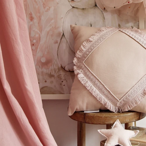 Square lace pillow Powder pink