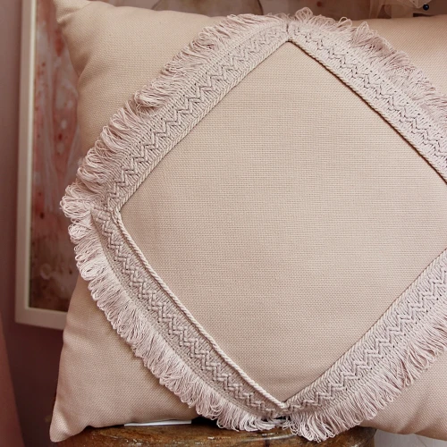 Square lace pillow Powder pink
