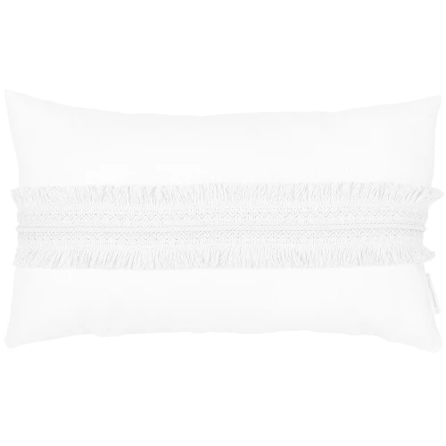 Prostokątna poduszka Boho z koronką Biała