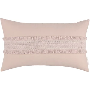 Prostokątna poduszka Boho z koronką Pudrowy róż