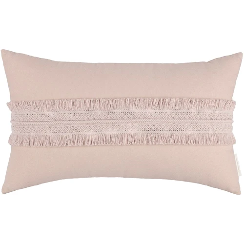 Prostokątna poduszka Boho z koronką Pudrowy róż