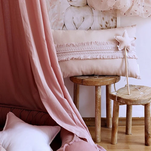 Rectangular lace pillow Powder pink