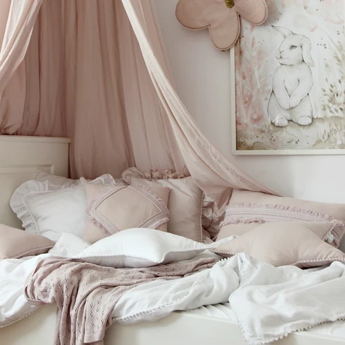 Rectangular lace pillow Powder pink