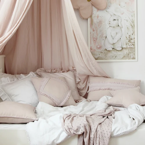 Pillow with ruffles Boho Powder pink