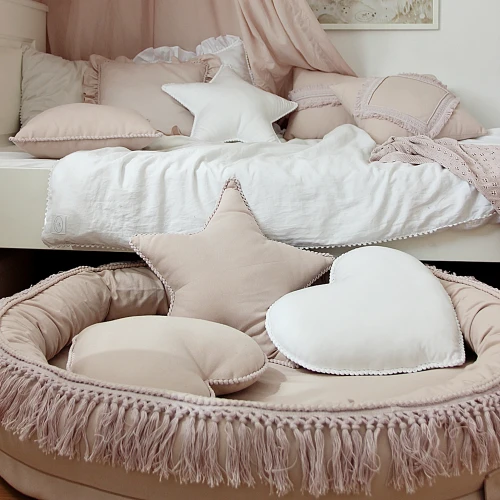 Boho bubble heart pillow Powder pink
