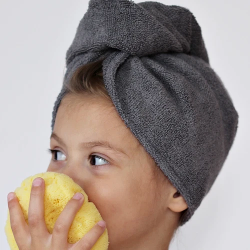 Turban kąpielowy dziecięcy Szary