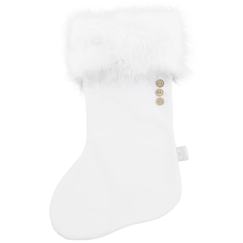 Skarpeta świąteczna - biała z białym futrem