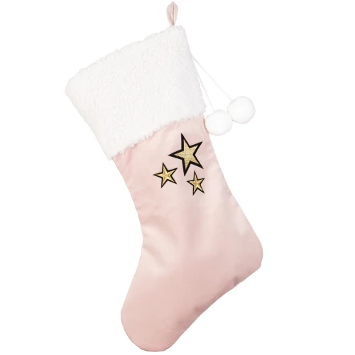 Skarpeta świąteczna pudrowa ze złotymi gwiazdkami