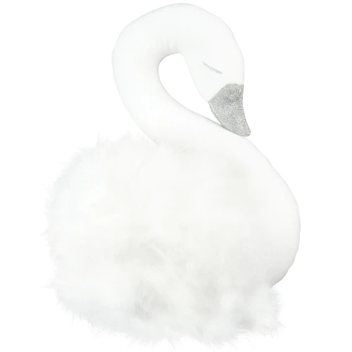 Wall Swan Decoration White with white fur