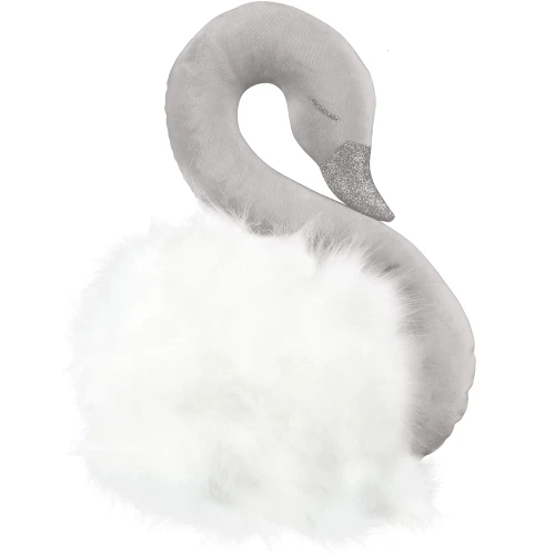 Łabędź dekoracja do powieszenia na ścianie Szary z białym futrem