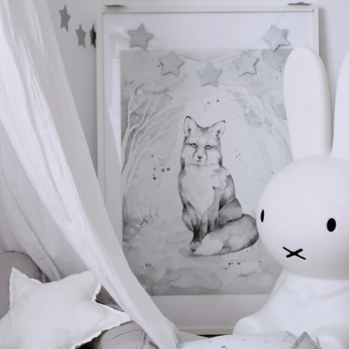 Lovely Fox Poster White / grey