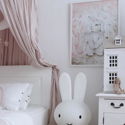 Lovely Rabbit Poster  White/ powder pink