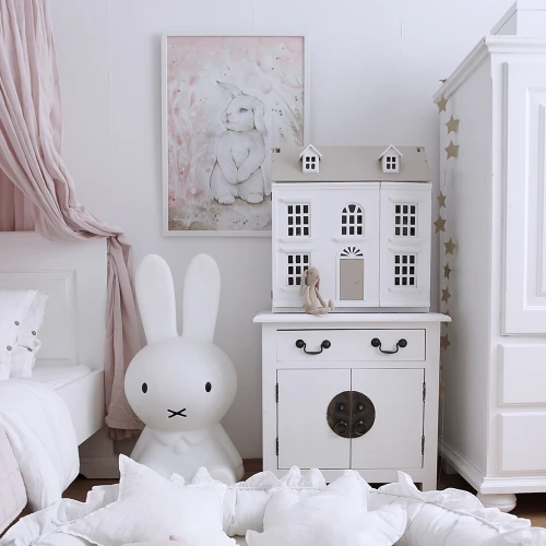 Lovely Rabbit Poster  White/ powder pink