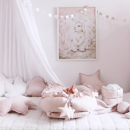 Lovely Rabbit Poster  White/ powder pink