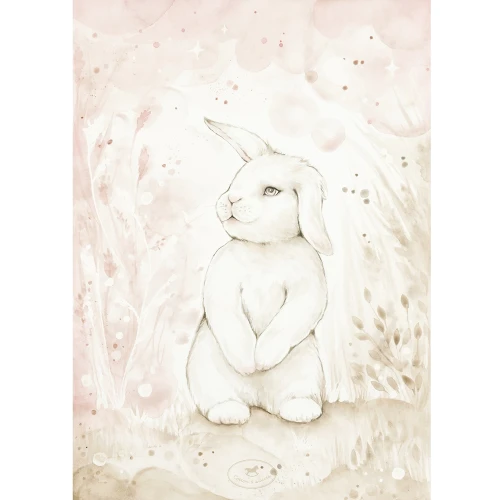 Lovely Rabbit Poster  White/ powder pink