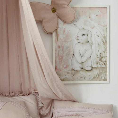 Lovely Rabbit Poster White/ powder pink
