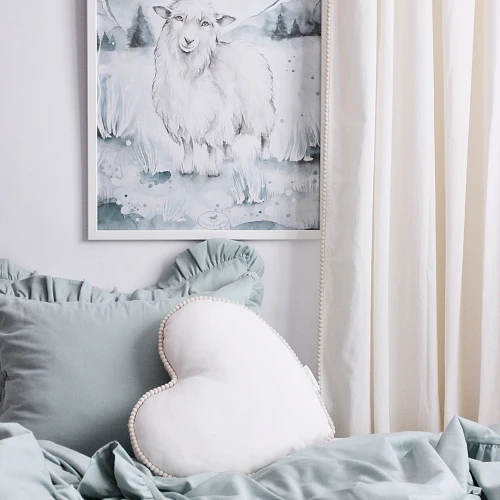 Lovely Sheep Poster White / silit green