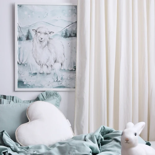 Lovely Sheep Poster White / silit green