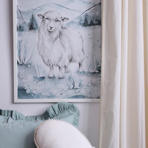 Lovely Sheep Poster White / silit green