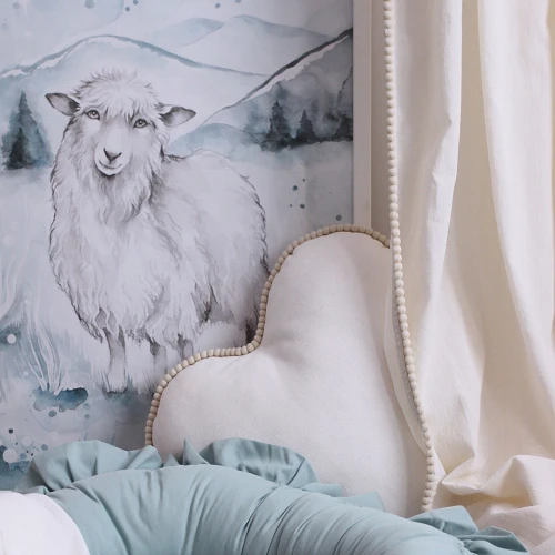 Lovely Sheep Poster White / silit green