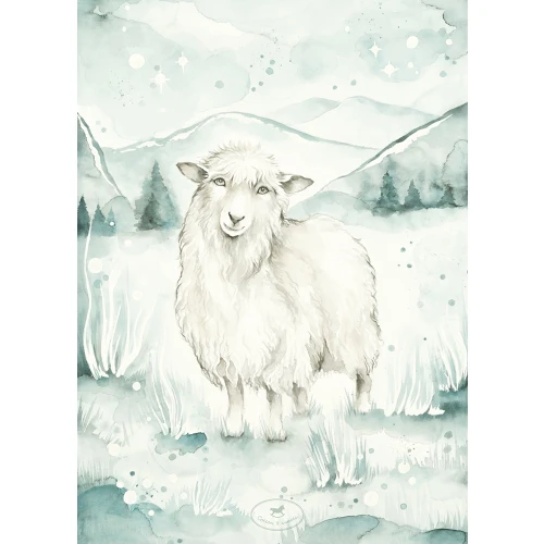 Lovely Sheep Poster White / silit green
