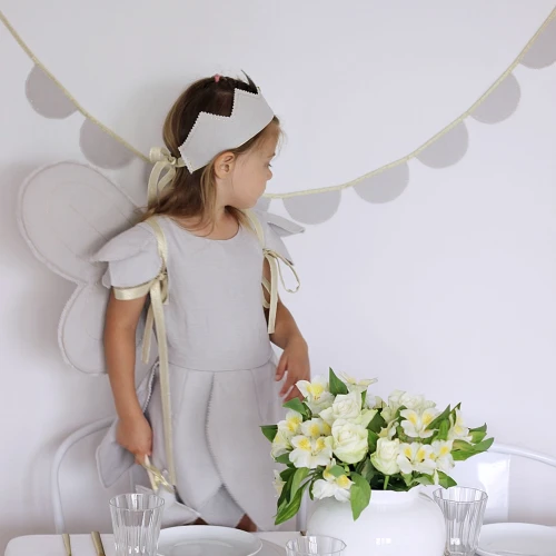 Skrzydła wróżki PN Jasno szare ze złotą nitką