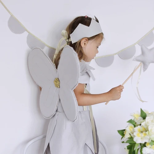 Skrzydła wróżki PN Jasno szare ze złotą nitką