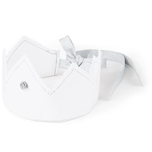 Korona PN Biała ze srebrną nitką z różyczką