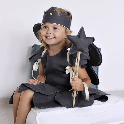 Korona PN Grafitowa z różyczką ze złotą wstążką