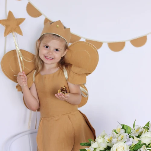 Korona PN Karmelowa z różyczką ze złotą wstążką