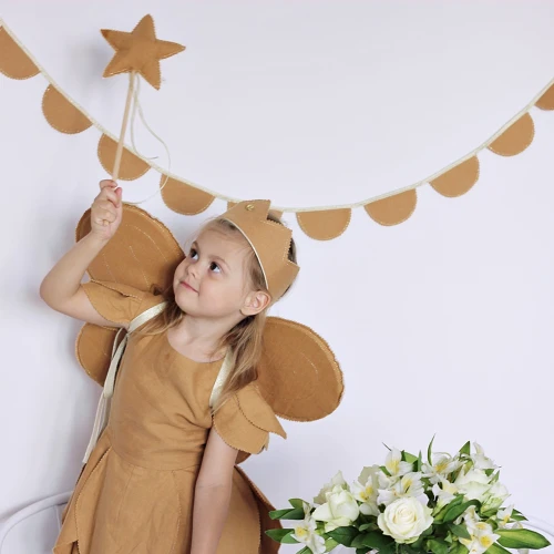 Korona PN Karmelowa z różyczką ze złotą wstążką