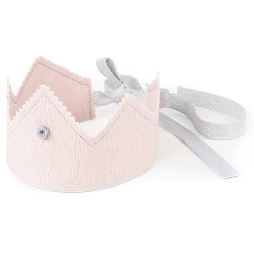 Crown PN Powder pink with rose and silver ribbon