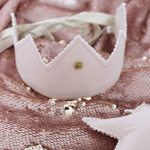 Crown PN Powder pink with rose and gold ribbon