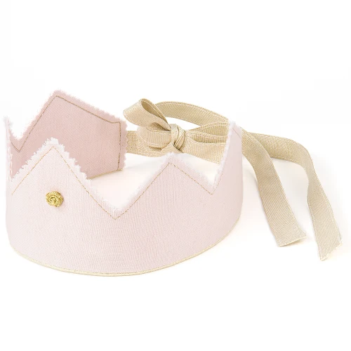 Korona PN Pudrowa z różyczką ze złotą wstążką