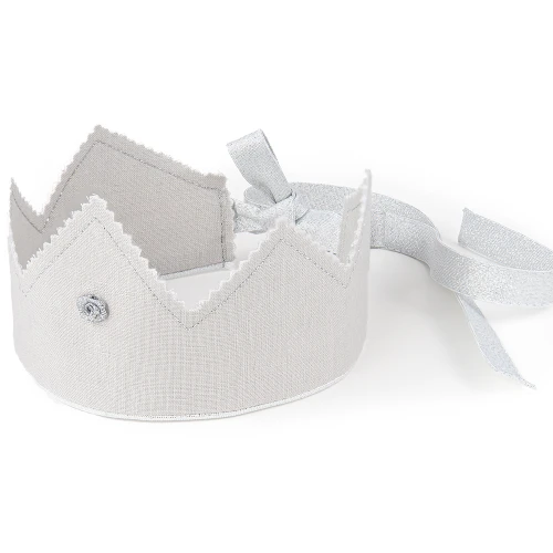 Korona PN Jasno szara z różyczką ze srebrną wstążką