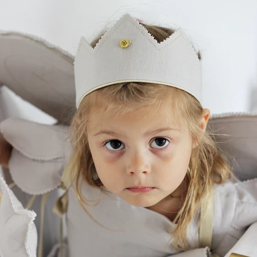 Korona PN Jasno szara z różyczką ze złotą wstążką